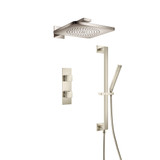 Flusso Two Output Shower Faucet Set With Shower Head, Hand Held And Slide Bar - Brushed Nickel - 196.7350BN