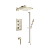 Flusso Two Output Shower Faucet Set With Shower Head, Hand Held And Slide Bar - Brushed Nickel - 196.7200BN