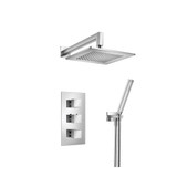 Flusso Two Output Shower Faucet Set With Shower Head And Hand Held - Chrome - 160.7150CP