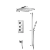 Flusso Two Output Shower Faucet Set With Shower Head, Hand Held And Slide Bar - Chrome - 196.7200CP