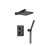 Flusso Two Output Shower Faucet Set With Shower Head And Hand Held - Matte Black - 196.7050MB