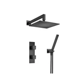 Flusso Two Output Shower Faucet Set With Shower Head And Hand Held - Matte Black - 160.7250MB