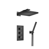 Flusso Two Output Shower Faucet Set With Shower Head And Hand Held - Matte Black - 196.7150MB