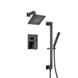 Flusso Two Output Shower Faucet Set With Shower Head, Hand Held And Slide Bar - Matte Black - 196.3400MB