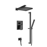 Flusso Two Output Shower Faucet Set With Shower Head, Hand Held And Slide Bar - Matte Black - 196.3350MB