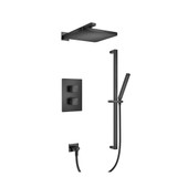 Flusso 196.7100MB Two Output Shower Faucet Set With Shower Head, Hand Held And Slide Bar - Matte Black