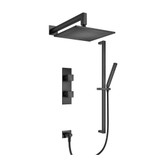 Flusso Two Output Shower Faucet Set With Shower Head, Hand Held And Slide Bar - Matte Black - 160.7300MB