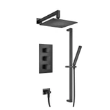 Flusso Two Output Shower Faucet Set With Shower Head, Hand Held And Slide Bar - Matte Black - 160.7200MB