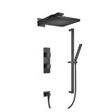 Flusso Two Output Shower Faucet Set With Shower Head, Hand Held And Slide Bar - Matte Black - 196.7300MB
