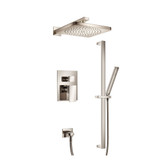 Flusso 196.3350PN Two Output Shower Faucet Set With Shower Head, Hand Held And Slide Bar - Polished Nickel