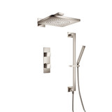 Flusso 196.7350PN Two Output Shower Faucet Set With Shower Head, Hand Held And Slide Bar - Polished Nickel