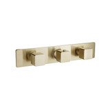Flusso 3/4" Horizontal Thermostatic Valve with 2 Volume Controls & Trim - Satin Brass - 196.2715SB