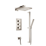 Flusso Two Output Shower Faucet Set With Shower Head, Hand Held And Slide Bar - Satin Brass - 196.7200SB