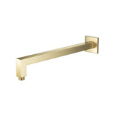 Flusso Wall Mount Square Shower Arm - 16" (400mm) - With Flange - Satin Brass - HS1011SASB