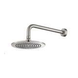 Flusso 8" Solid Brass Showerhead / Rainhead With 12" Wall Mount Shower Arm - Brushed Nickel - HS1002WBN