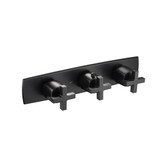 Flusso Trim For Horizontal Thermostatic Valve with 2 Volume Controls - Matte Black - 240.2715TMB