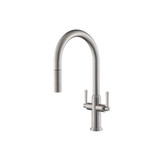 Flusso Velox - Dual Spray Stainless Steel Two Handle Kitchen Faucet With Pull Out - Stainless Steel - K.1800SS