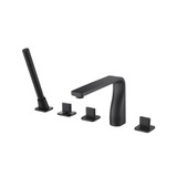 Flusso Five Hole Deck Mounted Roman Tub Faucet With Hand Shower - Matte Black - 260.2420MB