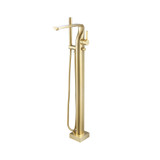 Flusso Freestanding Floor Mount Bathtub / Tub Filler With Hand Shower - Satin Brass - 260.1165SB