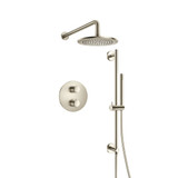 Flusso 250.7125BN Two Output Shower Faucet Set With Shower Head, Handshower And Slide Bar - Brushed Nickel
