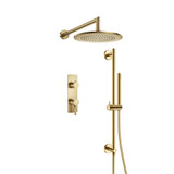 Flusso Two Output Shower Faucet Set With Shower Head, Handshower And Slide Bar - Satin Brass - 260.7350SB