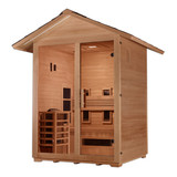 Golden Designs "Carinthia" 3 Person Hybrid (PureTech™ Full Spectrum IR or Traditional Stove) Outdoor Sauna -  Canadian Hemlock - GDI-8123-01