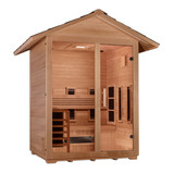 Golden Designs "Carinthia" 3 Person Hybrid (PureTech™ Full Spectrum IR or Traditional Stove) Outdoor Sauna -  Canadian Hemlock - GDI-8123-01