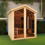 Golden Designs Kaskinen 6 Person Hybrid (PureTech™ Full Spectrum IR or Traditional Stove) Outdoor Sauna (GDI-8526-01) - Canadian Red Cedar Interior