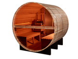 Golden Designs "Zurich" 4 Person Barrel with Bronze Privacy View - Traditional Sauna - Pacific Cedar - GDI-B024-01