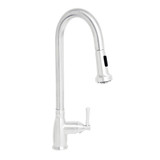 Whitehaus  WHS6800-PDK-PSS Waterhaus Lead Free Solid Stainless Steel Single-Hole Faucet with Gooseneck Swivel Spout, Pull Down Spray Head and Solid Lever Handle - Polished Stainless Steel