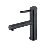 Whitehaus WHS1394-PSK-MBLK Waterhaus Solid Stainless Steel, Single Hole, Single Lever Kitchen Faucet with Pull-Out Head - Matte Black