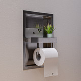 ALFI Brushed Stainless Steel Recessed Shelf / Toilet Paper Holder Niche - ABTPN88-BSS