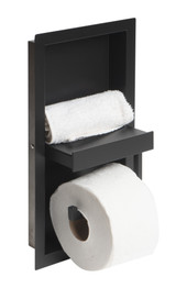 ALFI Black Matte Stainless Steel Recessed Shelf / Toilet Paper Holder Niche - ABTPNC88-BLA