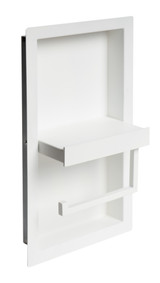 ALFI White Matte Stainless Steel Recessed Shelf / Toilet Paper Holder Niche - ABTPNC88-W