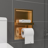 ALFI Brushed Gold PVD Stainless Steel Recessed Shelf / Toilet Paper Holder Niche - ABTPNP88-BG