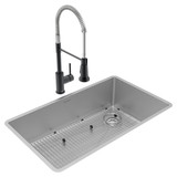 Elkay Crosstown 18 Gauge Stainless Steel 31-1/2" x 18-1/2" x 9", Single Bowl Undermount Sink & Faucet Kit with Bottom Grid & Drain - ECTRU30179RTFBC