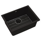 Elkay Quartz Classic 24-5/8" x 18-1/2" x 9-1/2", Single Bowl Undermount Sink Kit, Black - ELGU2522BK0C