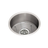 Elkay Lustertone Classic Stainless Steel 18-3/8" x 18-3/8" x 8", Single Bowl Undermount Sink Kit - ELUH16FBDBG