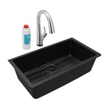 ELKAY  ELGRU13322BKFLC Quartz Classic 33" x 18-7/16" x 9-7/16", Single Bowl Undermount Sink Kit with Filtered Faucet, - Black