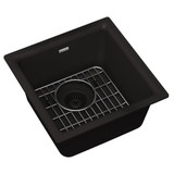 Elkay Quartz Classic 15-3/4" x 15-3/4" x 7-11/16", Single Bowl Undermount or Drop-in Bar Sink Kit, Black - ELG1616BK0C