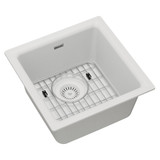 Elkay Quartz Classic 15-3/4" x 15-3/4" x 7-11/16", Single Bowl Undermount or Drop-in Bar Sink Kit, White - ELG1616WH0C