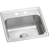 Elkay Lustertone Classic Stainless Steel 19-1/2" x 19" x 7-1/2", 2-Hole Single Bowl Drop-in Sink with Perfect Drain - LR1919PD2