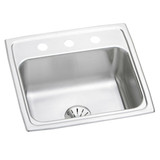 Elkay Lustertone Classic Stainless Steel 19-1/2" x 19" x 7-1/2", 3-Hole Single Bowl Drop-in Sink with Perfect Drain - LR1919PD3