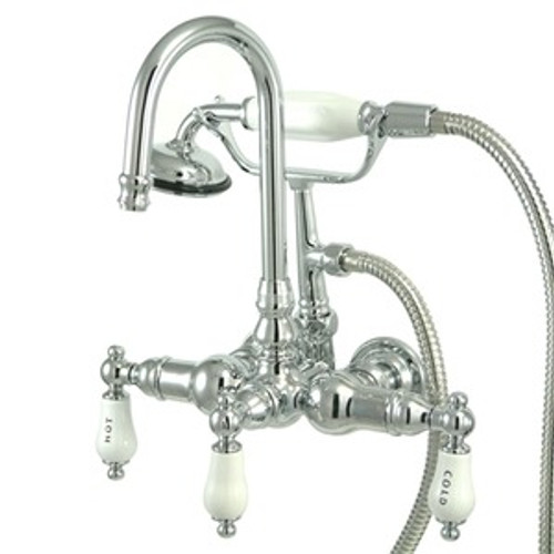 Kingston Brass Wall Mount Clawfoot Tub Filler Faucet with Hand Shower - Polished Chrome CC10T1