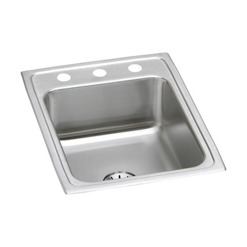 Elkay Lustertone Classic Stainless Steel 17" x 22" x 7-5/8", 3-Hole Single Bowl Drop-in Sink with Perfect Drain - LR1722PD3