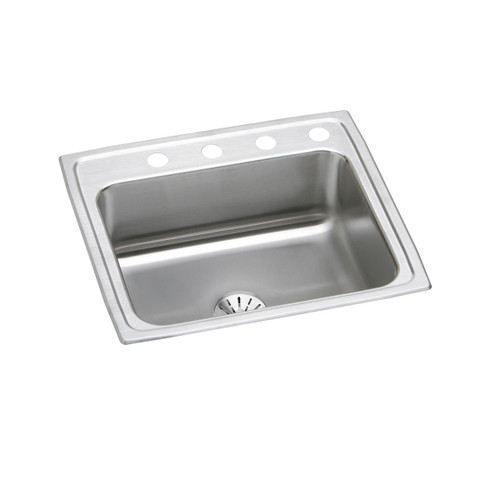 Elkay Lustertone Classic Stainless Steel 25" x 21-1/4" x 7-7/8", MR2-Hole Single Bowl Drop-in Sink with Perfect Drain - LR2521PDMR2
