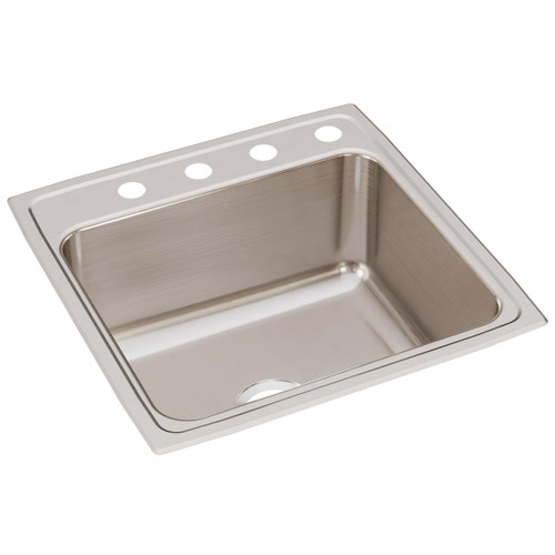 Elkay Lustertone Classic Stainless Steel 22" x 22" x 10-1/8", 4-Hole Single Bowl Drop-in Sink - DLR2222104