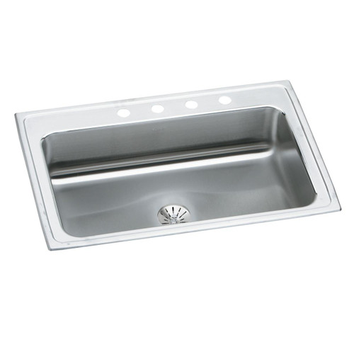 Elkay Lustertone Classic Stainless Steel 33" x 22" x 7-5/8", Single Bowl Drop-in Sink with Perfect Drain and Quick-clip - LRS3322PD4