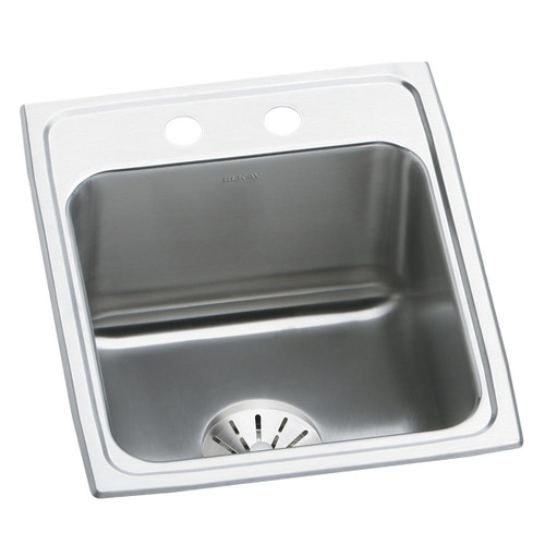 Elkay Lustertone Classic Stainless Steel 17" x 22" x 10-1/8", 2-Hole Single Bowl Drop-in Sink with Perfect Drain - DLR172210PD2