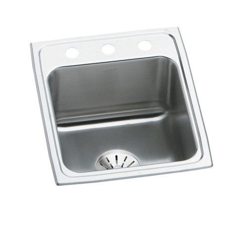 Elkay Lustertone Classic Stainless Steel 17" x 22" x 10-1/8", 3-Hole Single Bowl Drop-in Sink with Perfect Drain - DLR172210PD3